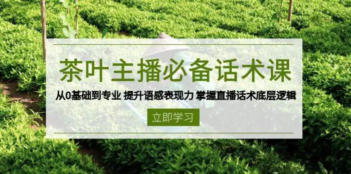 茶叶主播必备话术课 从0基础到专业 提升语感表现力 掌握直播话术底层逻辑-副业库
