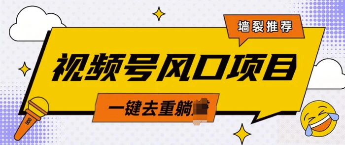 视频号风口蓝海项目，中老年人的流量密码，简单无脑，一键去重，轻松月入过W-副业库