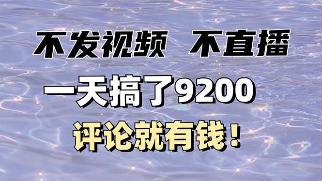 （14018期）不发作品不直播，评论就有钱，一条最高10块，一天搞了9200-副业库