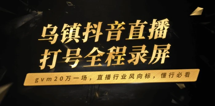 （14014期）乌镇抖音直播打号全程录屏，gvm20万一场，直播行业风向标，懂行必看-副业库