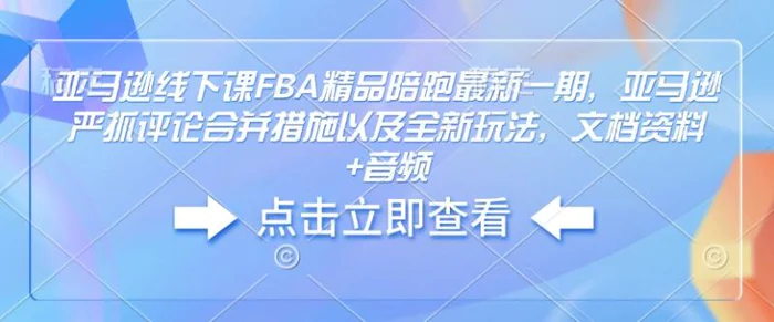 亚马逊线下课FBA精品陪跑最新一期，亚马逊严抓评论合并措施以及全新玩法，文档资料+音频-副业库