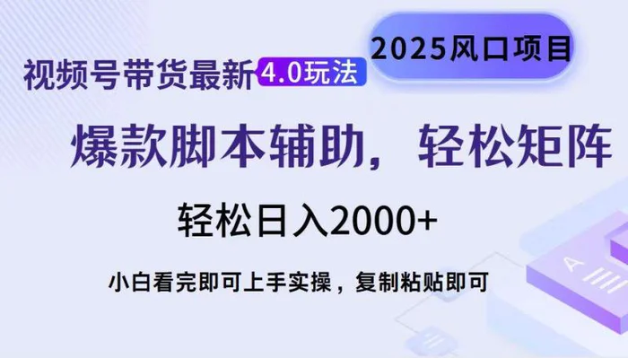 （14071期）视频号带货最新4.0玩法，作品制作简单，当天起号，复制粘贴，轻松矩阵…-副业库