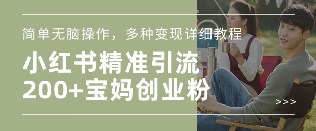 小红书混剪日引200+宝妈创业粉，简单无脑操作，多种变现详细教程-副业库