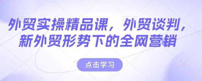 外贸实操精品课，外贸谈判，新外贸形势下的全网营销-副业库