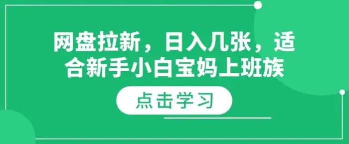 网盘拉新，日入几张，适合新手小白宝妈上班族-副业库