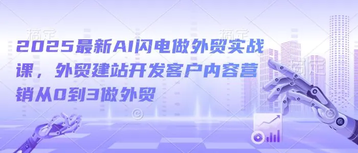 2025最新AI闪电做外贸实战课，外贸建站开发客户内容营销从0到3做外贸-副业库