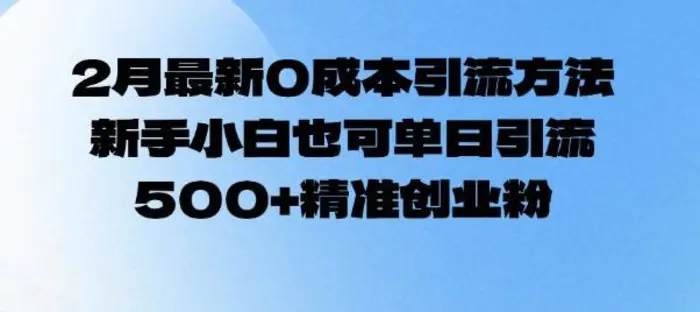 2月最新0成本引流方法，新手小白也可单日引流500+精准创业粉-副业库