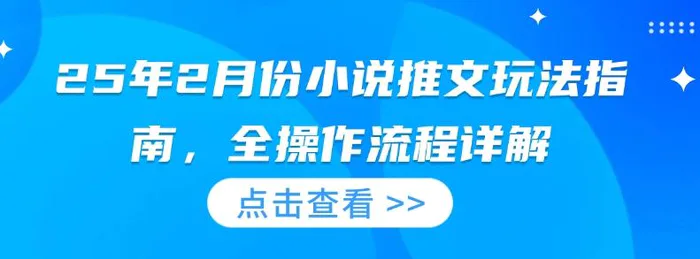 25年2月份小说推文玩法指南，全操作流程详解-副业库