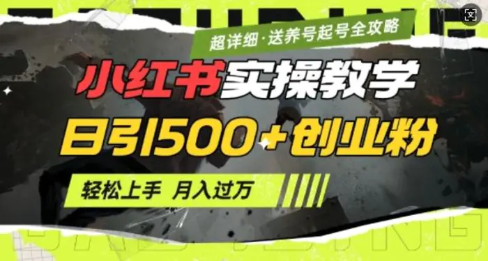 2月小红书最新日引500+创业粉实操教学【超详细】小白轻松上手，月入1W+，附小红书养号起号SOP-副业库