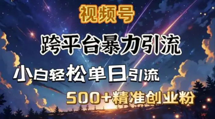 跨平台暴力引流，私域完美闭环，日引500+精准创业粉-副业库