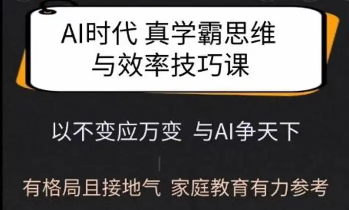 Ai时代真学霸思维与学习方法课，有格局且接地气，家庭教育有力参考-副业库