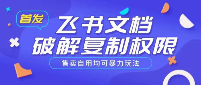 首发飞书文档破解复制权限，售卖自用均可暴力玩法-副业库