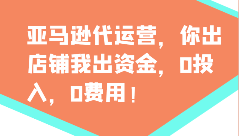 亚马逊代运营，你出店铺我出资金，0投入，0费用，无责任每天300分红，赢亏我承担-副业库