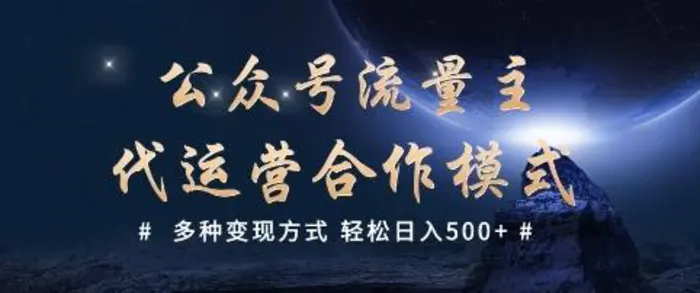 公众号流量主代运营  多种变现方式 轻松日入5张【揭秘】-副业库