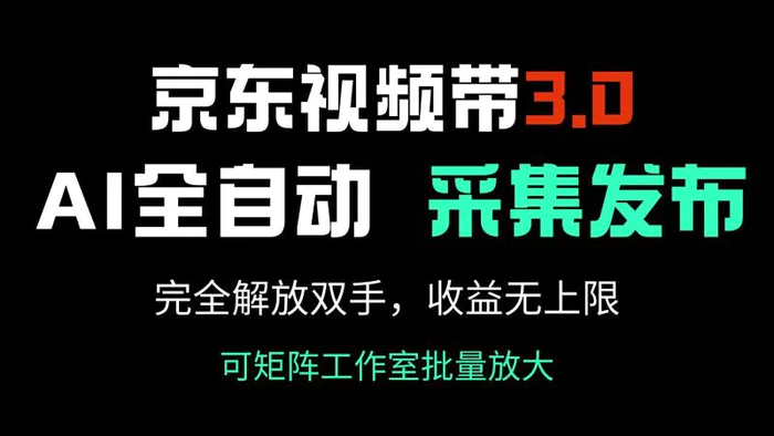 （14262期）京东视频带货3.0，Ai全自动采集＋自动发布，完全解放双手，收入无上限…-副业库
