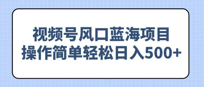 （14276期）视频号风口蓝海项目，操作简单轻松日入500+-副业库
