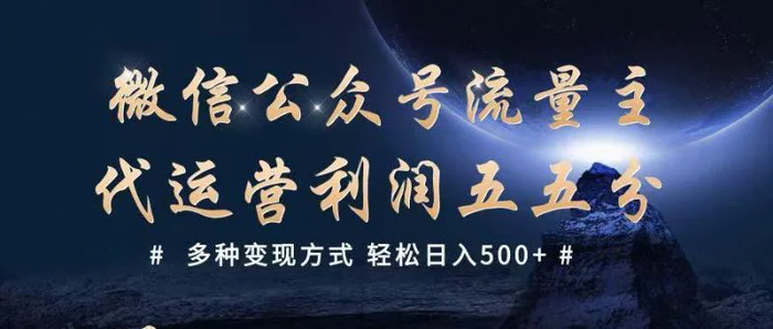 公众号流量主代运营  多种变现方式 轻松日入500+-副业库