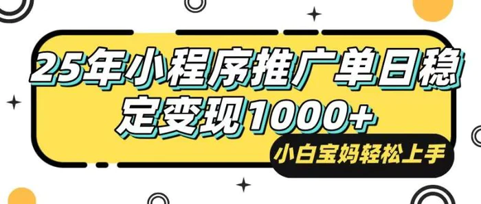 （14298期）25年最新风口，小程序自动推广，，稳定日入1000+，小白轻松上手-副业库
