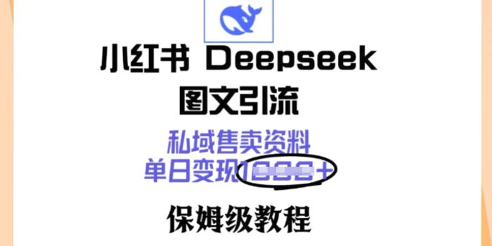 小红书Deepseek图文引流，私域售卖资料，单日变现多张，保姆级教程-副业库