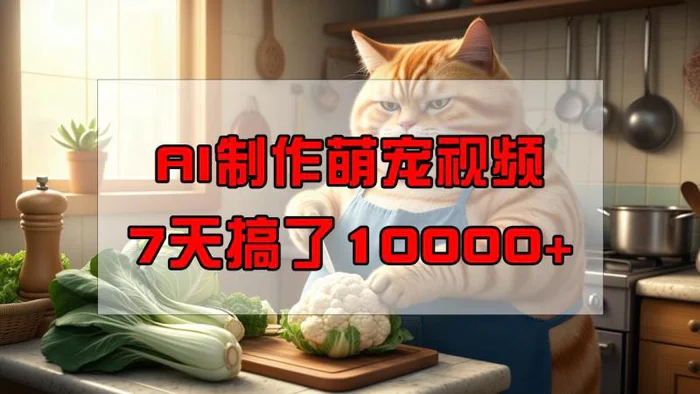 靠AI制作萌宠视频，7天搞了1万+，操作简单门槛低，有手机就行-副业库