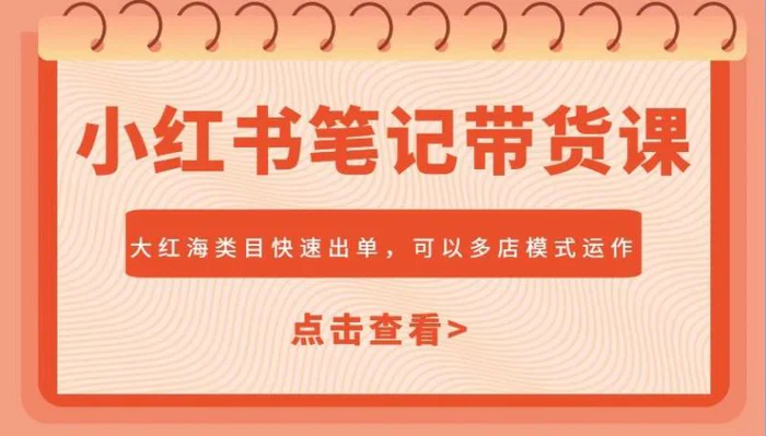 小红书笔记带货课，大红海类目快速出单，市场大，可以多店模式运作-副业库