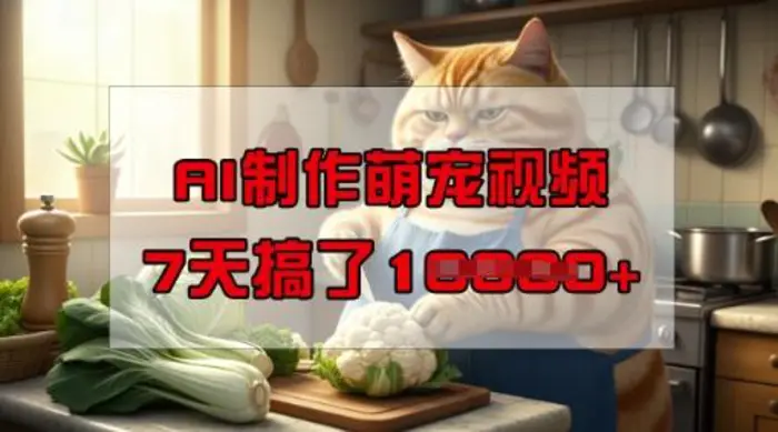 靠AI制作萌宠视频，操作简单门槛低，有手机就行，7天搞了1W-副业库