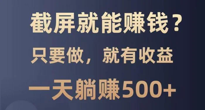 截屏就能赚钱？0门槛，只要做，100%有收益的一个项目，一天躺赚500+-副业库
