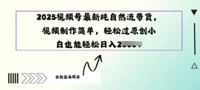 2025视频号最新纯自然流带货， 视频制作简单，轻松过原创小 白也能轻松操作-副业库