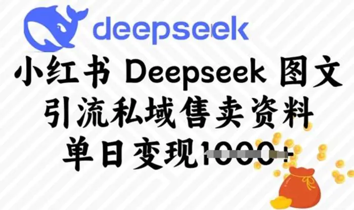 小红书Deepseek 图文引流私域售卖资料，单日变现多张-副业库