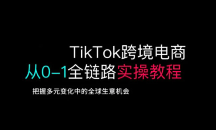 TikTok跨境电商从0-1全链路全方位实操教程，把握多元变化中的全球生意机会-副业库