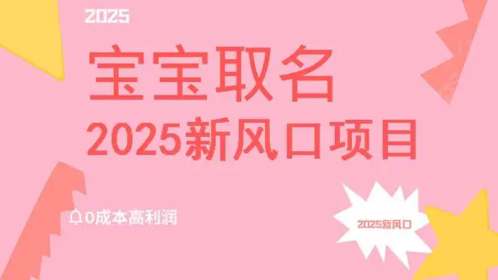 （14593期）2025新风口项目宝宝取名，0成本高利润，附保姆级教程，月入过万不是梦-副业库