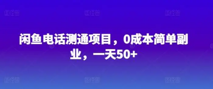 闲鱼电话测通项目，0成本简单副业，一天50+-副业库