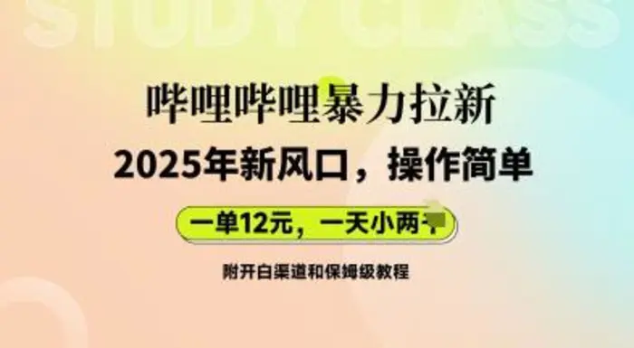 哔哩哔哩暴力拉新：2025年新风口，一单12元，一天数张(附开白渠道和保姆级教程)-副业库