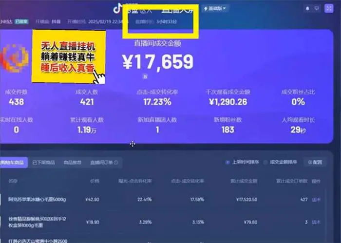 图片[3]-（14211期）日赚6000+！抖音小时达Ai无人直播躺赚新风口，0门槛吃官方亿级流量！-副业库