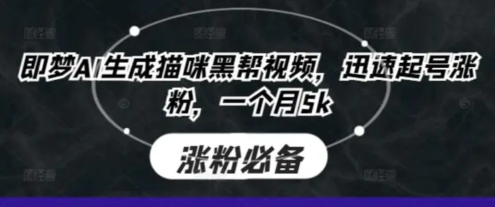 即梦AI生成猫咪黑帮视频，迅速起号涨粉，一个月5k-副业库