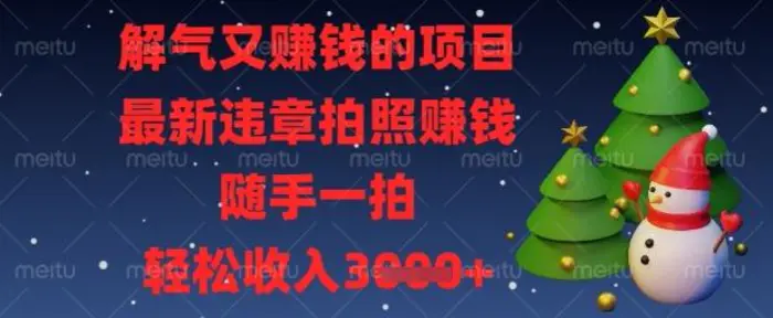 解气又挣钱的项目，最新违章拍照挣钱，随手一拍，轻松收入数张-副业库