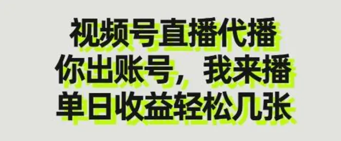 视频号直播代播，你出账号我来播，单日收益轻松几张【揭秘】-副业库