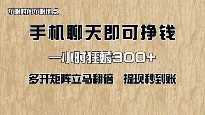 （14312期）手机聊天即可赚钱，一小时狂薅300+！多开矩阵立马翻倍，提现秒到账！（…-副业库
