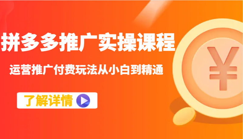 拼多多推广实操课程：运营推广付费玩法从小白到精通-副业库