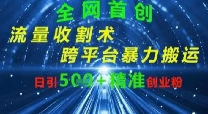 全网流量收割术：跨平台暴力搬运，日引500+精准创业粉-副业库