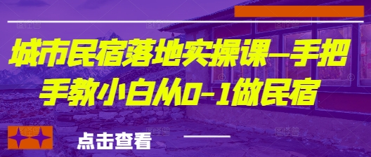 城市民宿落地实操课—手把手教小白从0-1做民宿-副业库
