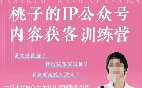 桃子IP公众号内容获客训练营(第3期)，一门让你公众号从0到商业闭环的课程-副业库
