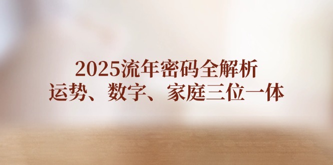 （14466期）2025流年密码全解析，运势、数字、家庭三位一体-副业库