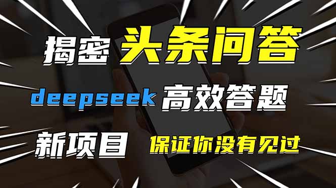 （14480期）头条问答，刚出的新玩法！保证你没见过！用DeepSeek去高效答题，一个账…-副业库