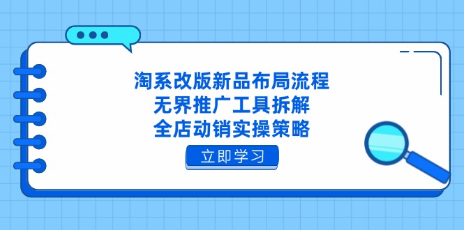 （14518期）淘系改版新品布局流程，无界推广工具拆解，全店动销实操策略-副业库