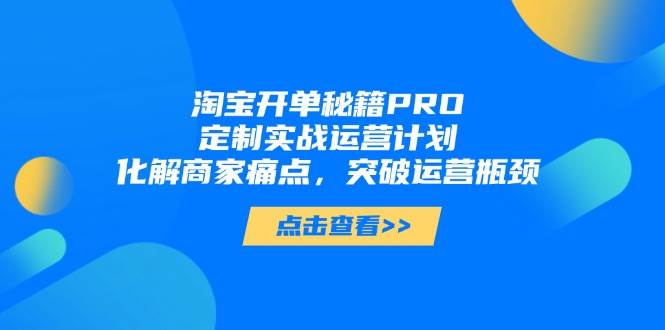 淘宝开单秘籍PRO，定制实战运营计划，化解商家痛点，突破运营瓶颈-副业库