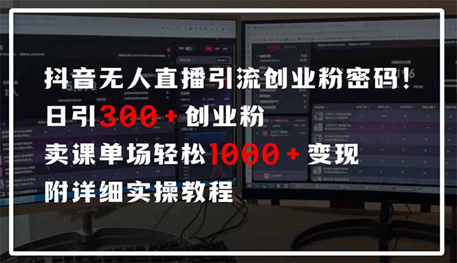 （14564期）抖音无人直播引流密码！日引300+创业粉 单场轻松1000+变现 附详细实操教程-副业库
