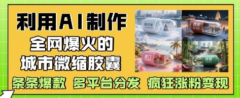 利用AI制作全网爆火的城市微缩胶囊，条条爆款， 多平台分发，疯狂涨粉变现-副业库