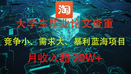 大学生毕业论文查重，暴利蓝海项目，月收入过1W+-副业库