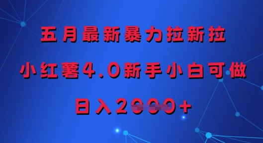 五月最新暴力拉新拉，小红薯4.0新手小白可做，日入多张-副业库